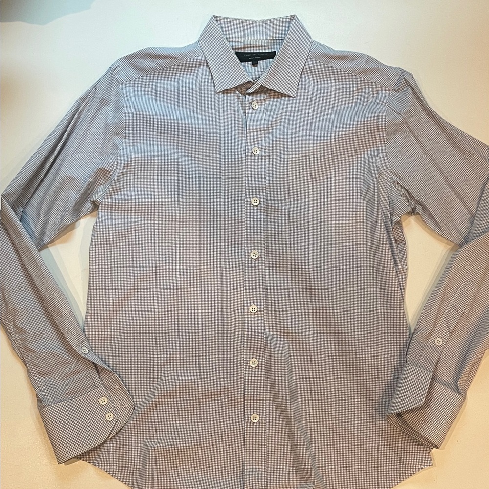 Men’s Rag & Bone - 100% Cotton Micro Grid Dress Shirt - Size 16.5